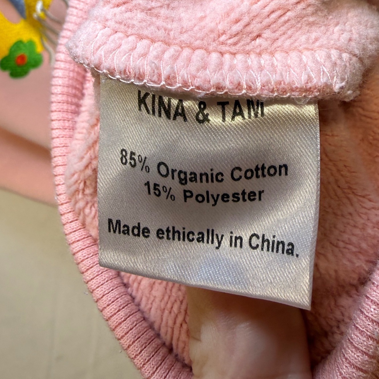 Kina & Tam Pink Embroidered Scooter Girl Organic Cotton Sweatshirt Small — image 7 of 8